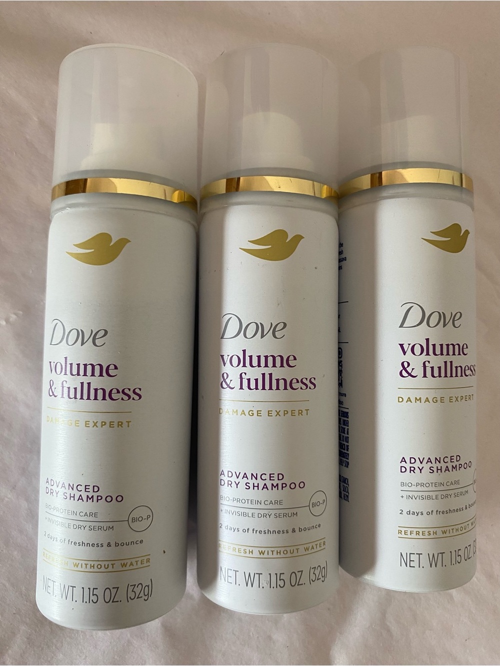 New 3 Lot Dove Dry Shampoo Volume and Fullness Travel Size